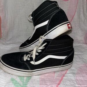 Vans Youth Black and White High-Top Sneakers